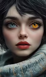 an image of a woman with yellow eyes