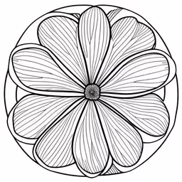 a flower that is inside a circle,an intricate flower with large leaves