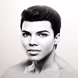an artistic portrait of a young woman with hair clipped back