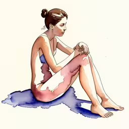 there is a woman sitting in the water
