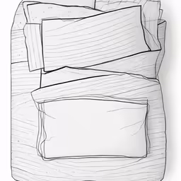 four pillows with different lines in a row