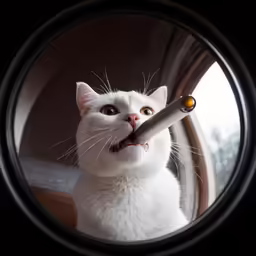 a cat looking through the side mirror of its reflection