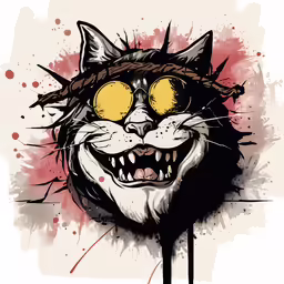 a cat with yellow eyes wearing glasses