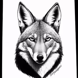 a drawing of a wolf that is drawn with a marker