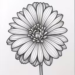 a white flower with long thin petals and very short leaves,this drawing depicts a very large flower