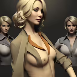 four animated renderings of women with breast shapes