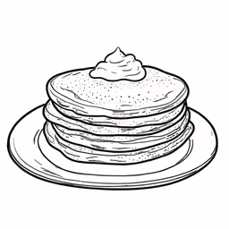 a drawing of a stack of pancakes on a plate