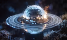 a very big black object with some kind of light in it