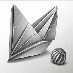 a paper origami airplane and a ball