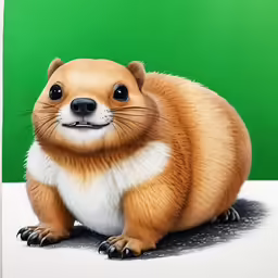 a little brown and white rodent sitting on the ground