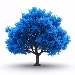 a large blue tree with lots of leaves
