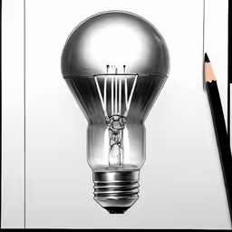 a pen drawing of a light bulb being used as a projector