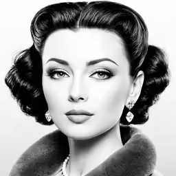 a vintage photo of a woman with fur collar