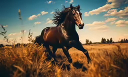 an animal with a brown color running through the grass