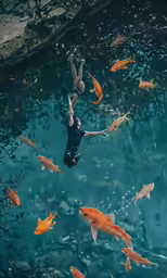 there are many carp fish in the water