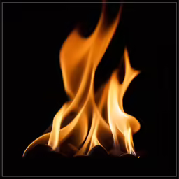 flame in the dark with black background