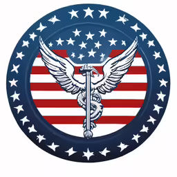 the us emblem in red, white, and blue