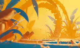 the cartoon is using a blue and orange backdrop