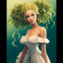 a painting of a woman with large blonde hair