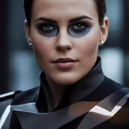 a woman with makeup with dark eye shadows