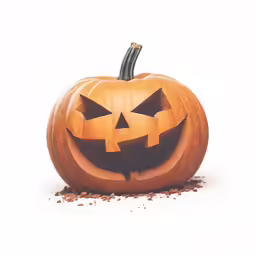 a carved pumpkin with its eyes open, showing its teeth