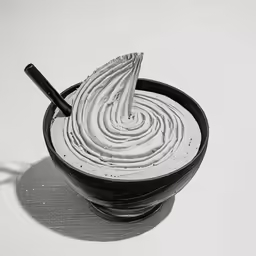 a close - up of a cup of white liquid with a single toothbrush