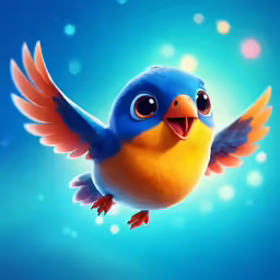 a bird with big eyes flying above the earth