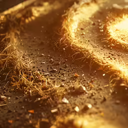 the word gold is drawn in hay with dew