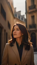 a close up of a person in a coat and looking off into the distance