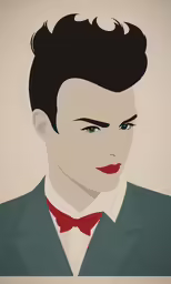 a painting of a male in a suit with a bow tie