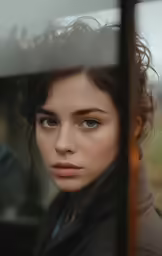 a young woman sitting by the window looking off into the distance