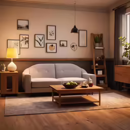 a couch and a table in a room