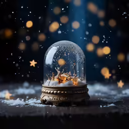 snow globe sitting on top of a wooden table