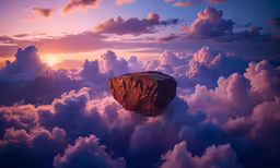 an image of a big rock sticking out of the clouds