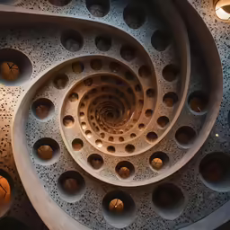 a view looking down into a spiral object