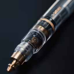 an antique pen sitting on top of a table