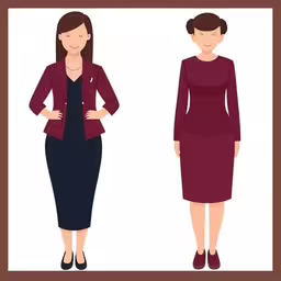 two woman in business attire standing next to each other,a woman in a business suit and jacket is standing next to another woman