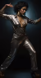 a woman dressed in disco disco fashion