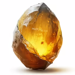 the glass ball is yellow with some brown bubbles