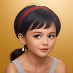a very cute little girl with a pretty hair piece