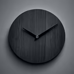 a black clock with a black second hand