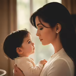an image of a mother holding her baby girl