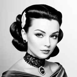 black and white photo of a beautiful woman wearing a necklace