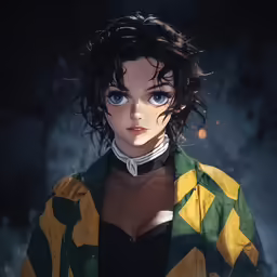 a close up of a person wearing a green and yellow shirt