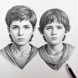 two different people, one is drawn in pencil
