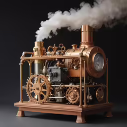 an old steam engine with smoke pouring from it
