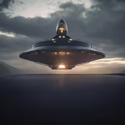 a giant flying object with lights in the sky