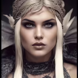 a young woman with long blond hair wearing wings