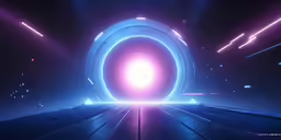 a colorful tunnel is shown with bright light and dark background