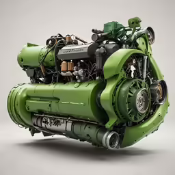 a close up of an industrial engine on a grey background